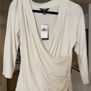 Ralph Lauren Cream Drape Blouse